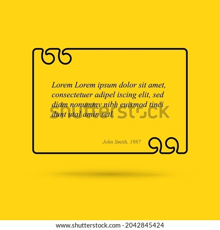 Social media design quote layout template. Qotation presentation with black wire frame and black content placeholder for your text. Minialistic designed quote motto templates