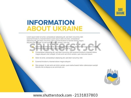 Save Ukraine support flyer postertemplate for social media header or layout. Illustration for supporting Ukraine with blue and yellow corners