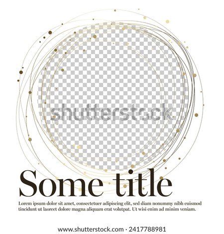 A golden circle frame with delicate lines and dots, perfect for elegant designs for social media networks. Social media template with circle photo placeholder