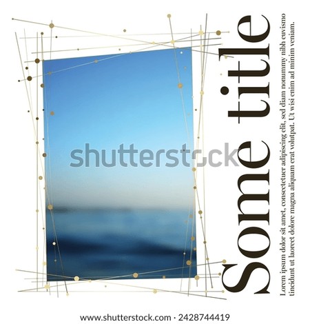 A golden rectangle frame with delicate lines and dots, perfect for elegant designs for social media networks. Social media template with squared photo placeholder
