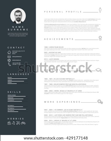 Vector minimalist cv / resume template with nice typogrgaphy design. 