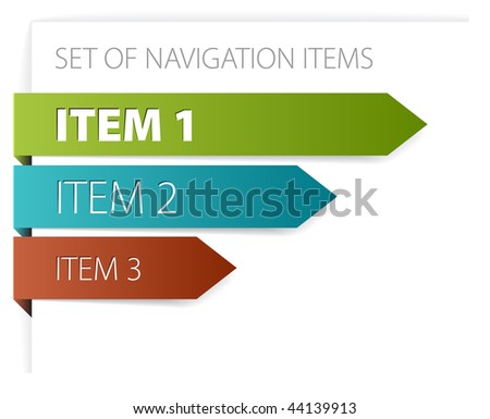 Paper arrows - modern navigation items on white background (vector)