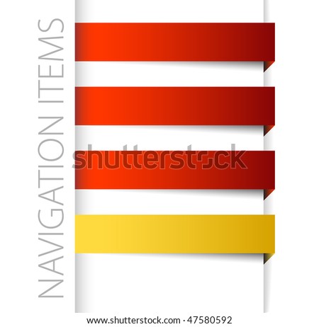 Modern red navigation items in right bar on white background (vector)