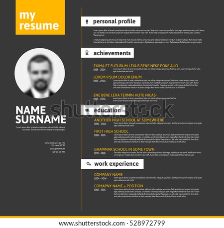 vector minimalist cv resume template with nice typogrgaphy design yellow and black version - Cv Design Templates Vector vector minimalist cv resume template with nice typogrgaphy design yellow and black version - Cv Design Templates Vector