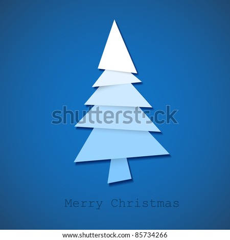 Simple Vector Christmas Tree Made From Pieces Of White Paper - Original ...