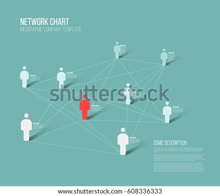 Minimalist people network 3d diagram template 