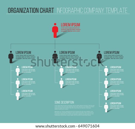 Minimalist company organization hierarchy 3d chart template - teal version