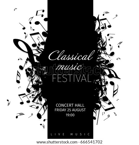 Classical music concert poster template with band name, location