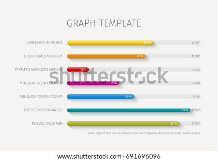 Vector flat design statistics column horizontal graph template for your infographics