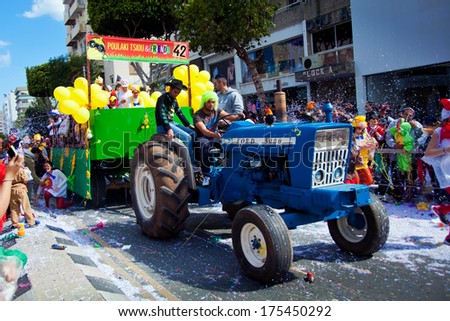 LIMASSOL, CYPRUS - MARCH 17: Carnival participants on Cyprus Carnival Parade on March 17, 2013 in Limassol, Cyprus