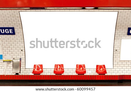 empty billboard in subway paris clipping path included