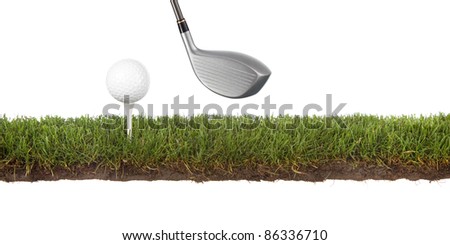 cross section of grass with golf ball on tee