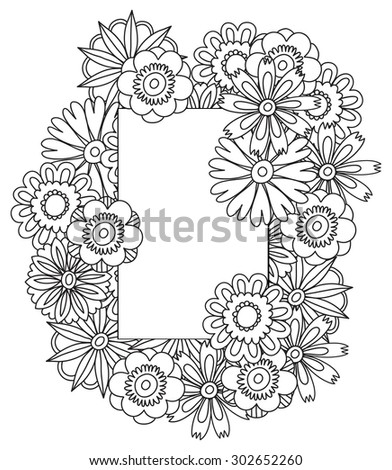 Beautiful Doodle Art Flowers Zentangle Floral Pattern Hand Drawn Herbal Design Elements Black