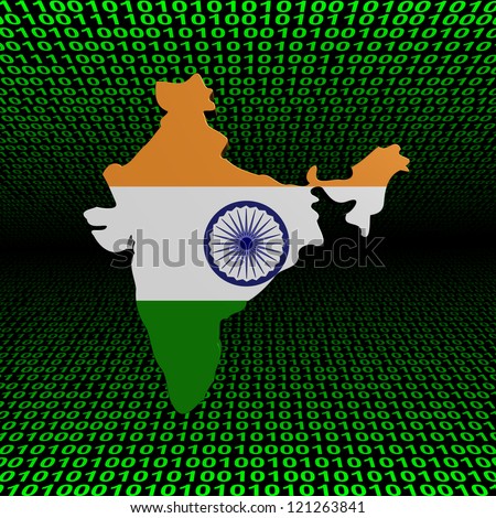India map flag over binary background illustration