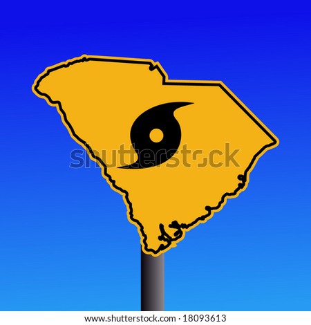 South Carolina warning sign with hurricane symbol on blue illustration