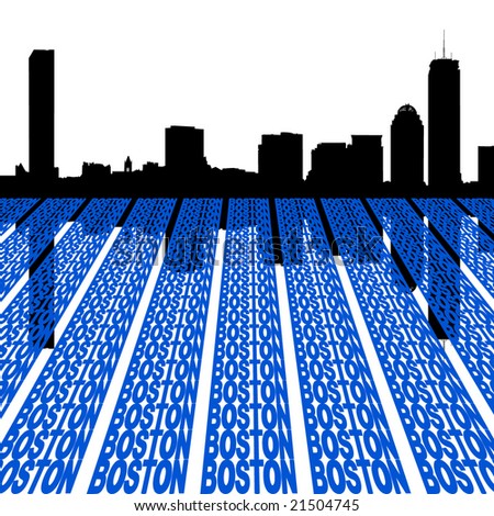 Boston skyline with text foreground illustration