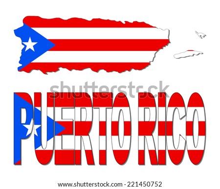 Puerto Rico map flag and text illustration