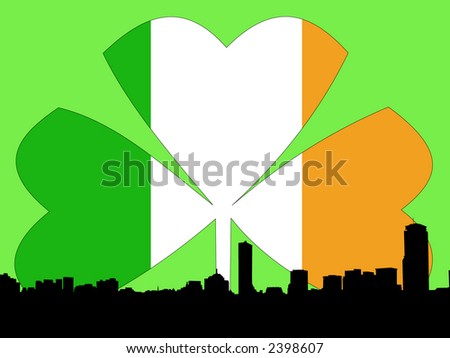 Boston skyline Happy St Patricks day illustration