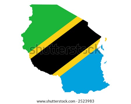 map of Tanzania and Tanzanian flag illustration