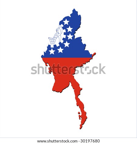 map of Myanmar and their flag illustration