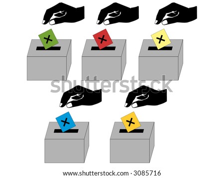 people voting for British political parties illustration