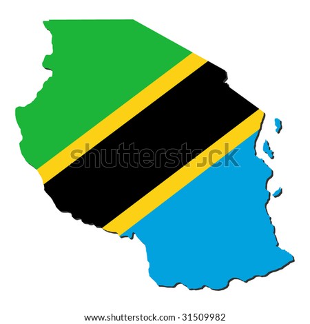 map of Tanzania and Tanzanian flag illustration