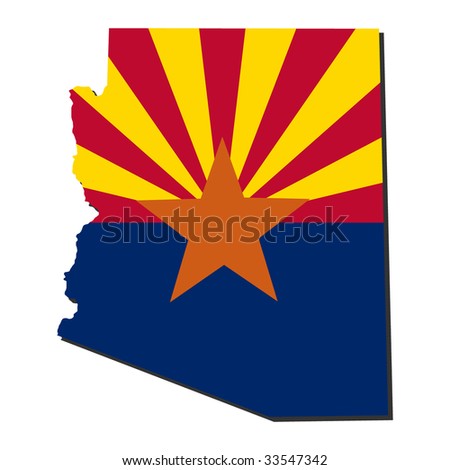 Map and flag of the State of Arizona