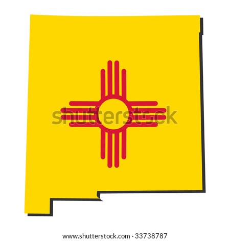 Map and flag of the State of New Mexico