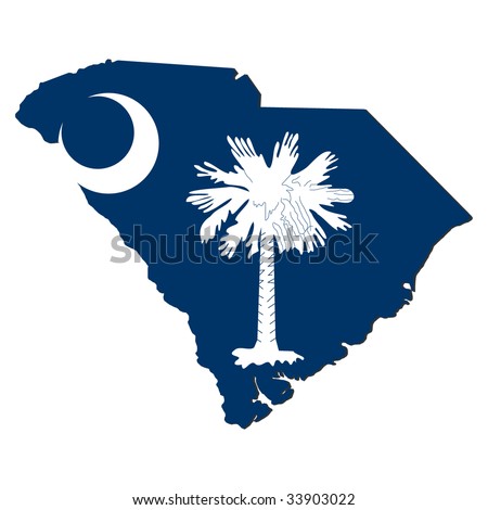 Map and flag of the State of South Carolina