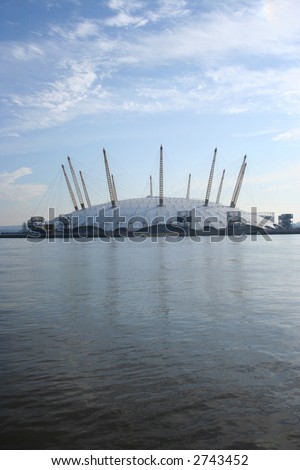 Millennium Dome viewed from the other side of River Thames London