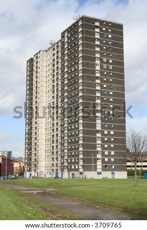 Low income Tower block, Glasgow, Scotland
