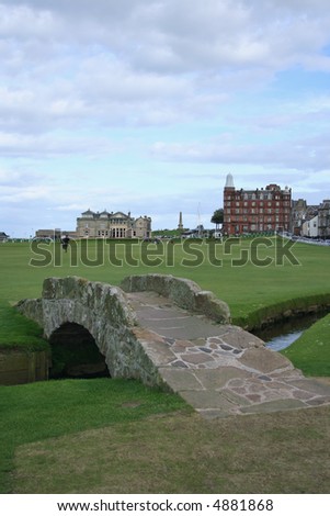 bridge on St Andrews golf course with Club House