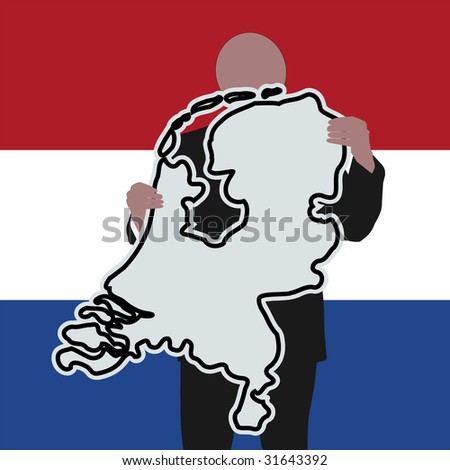 Business man with Netherlands sign and flag illustration JPEG
