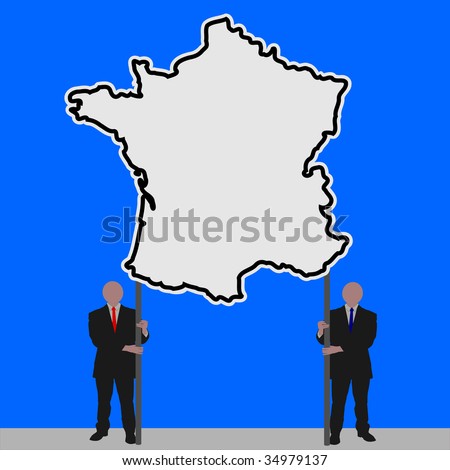 Business men with France map sign with blue sky illustration JPEG