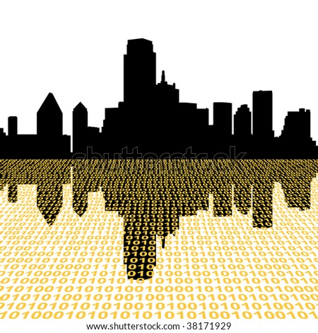 dallas skyline with binary perspective foreground jpeg ez canvas