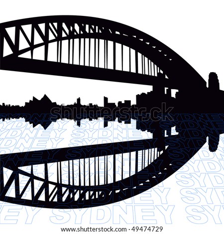 Sydney Harbour Bridge With Perspective Text Outline Foreground Stock ...