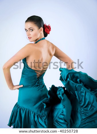 passion latin dancer in green dress