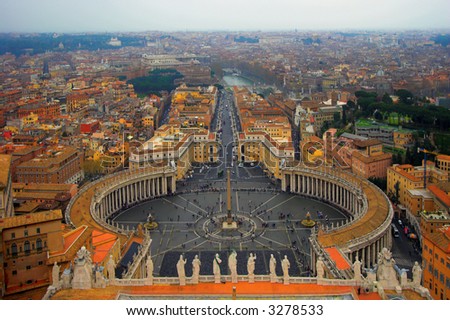 Saint Peter's Square, or Saint Peter's Piazza in Rome ,Italy