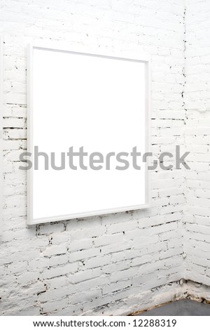 brick wall in museum with empty frame