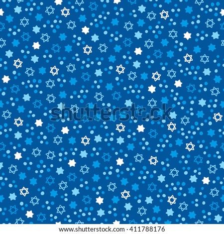 Jewish seamless pattern with confetti and star of David. Perfect for wallpapers, gift papers, patterns fills, textile, web page background, Israel Independence Day, Passover, Hanukkah greeting cards