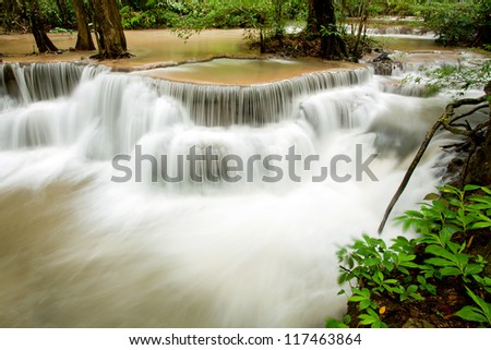 Water flowing in Tropical Waterfall Thailand