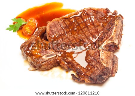 t-bone steak on white background Photo stock © 