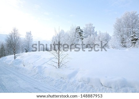 Winter landscape at Kiruna Lapland Sweden