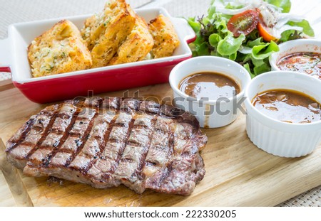 australian wagyu rib-eye beef steak serve with fresh vegetable Photo stock © 