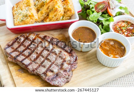 australian wagyu rib-eye beef steak serve with fresh vegetable Photo stock © 