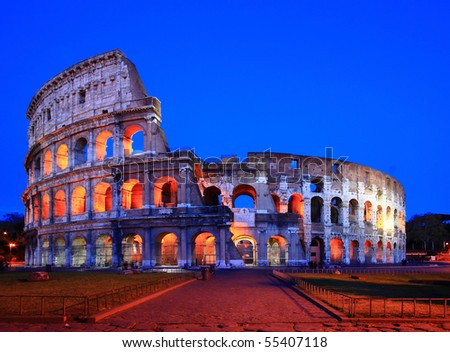 Colosseum in Twilight with Normal Perspective