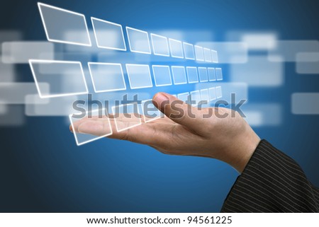 Business Hand hold blank Technology Input Screen Interface