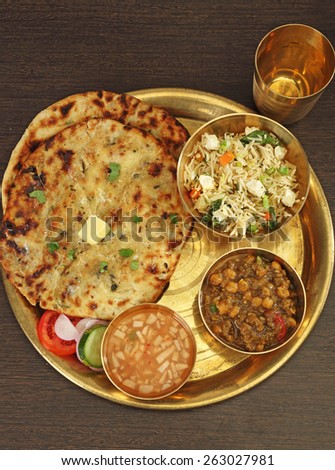 Amritsari Aloo Kulcha with Choley or Stuffed Potato Bread & white chickpeas