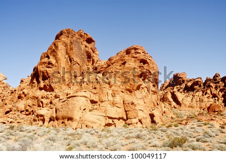 Red canyon walls in Valley of Fire Nevada