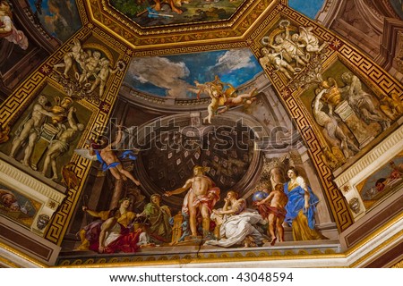 A view of ceiling paintings in the Vatican Museum